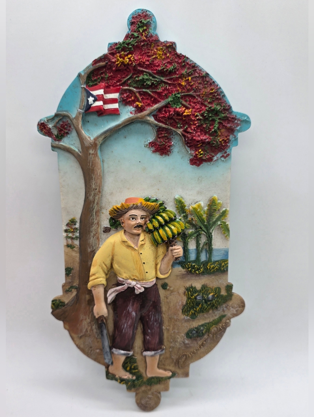 Puerto Rico Tropical Banana Vendor Wall Plaque